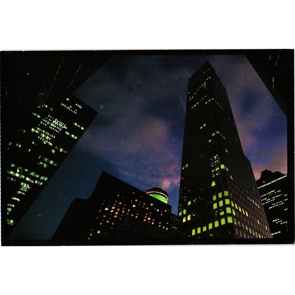 Texas Travel Guide Promotional Postcard Vibrant Cityscape Night View Collectible